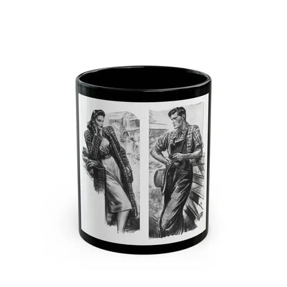 For Snow On The High Ground by Ruth Cameron Ward (2), Woman And Home, 1942 - Black Coffee Mug 11oz - Go Mug Yourself