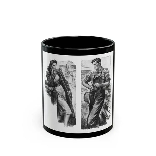 For Snow On The High Ground by Ruth Cameron Ward (2), Woman And Home, 1942 - Black Coffee Mug 11oz - Go Mug Yourself