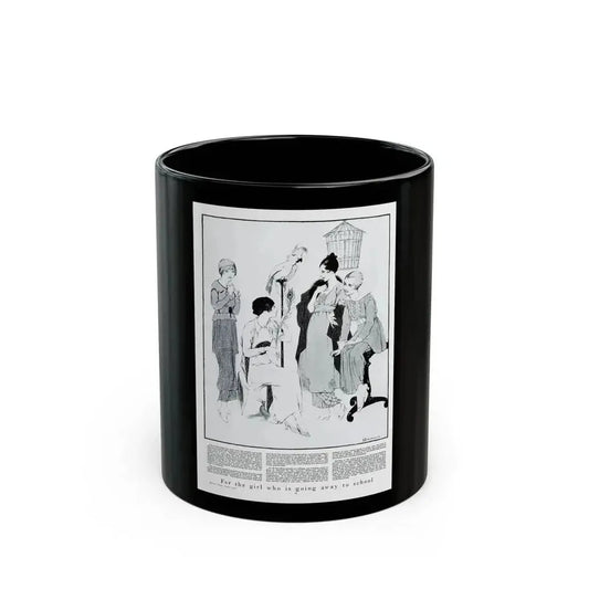 For the girl who is going away to school, Harper's Bazaar, August 1914 - Black Coffee Mug 11oz - Go Mug Yourself