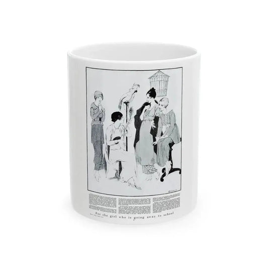 For the girl who is going away to school, Harper's Bazaar, August 1914 - White Coffee Mug 11oz - Go Mug Yourself