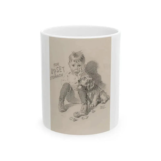 For Upset Stomach advertisement - White Coffee Mug 11oz - Go Mug Yourself