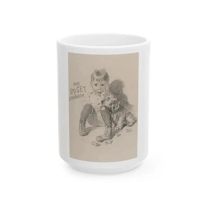 For Upset Stomach advertisement - White Coffee Mug 15oz - Go Mug Yourself