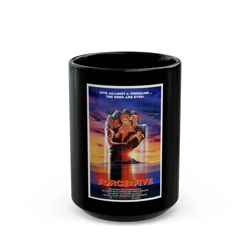 FORCE FIVE 1981 Movie Poster - Black Coffee Mug 15oz - Go Mug Yourself
