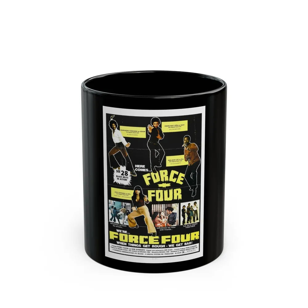 FORCE FOUR 1975 Movie Poster - Black Coffee Mug-11oz-Go Mug Yourself