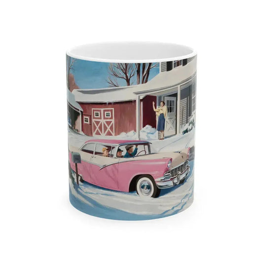 Ford Fairlaine advertisement, 1956 - White Coffee Mug 11oz - Go Mug Yourself