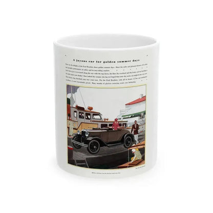 Ford Roadster ad, Pictorial Review, August 1930 - White Coffee Mug 11oz - Go Mug Yourself
