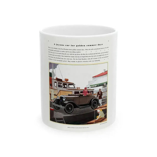 Ford Roadster ad, Pictorial Review, August 1930 - White Coffee Mug 11oz - Go Mug Yourself