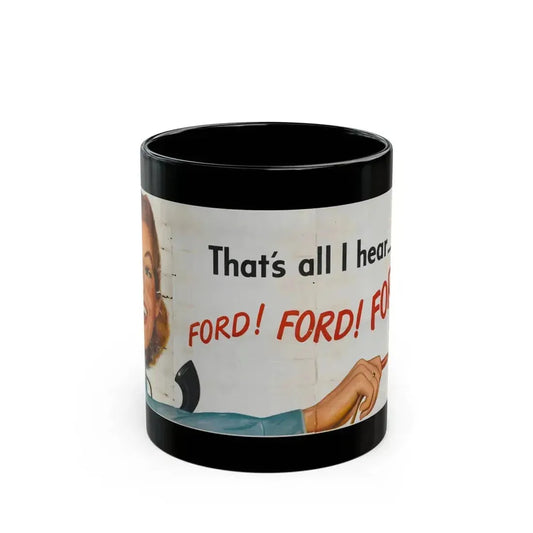 Ford Telephone Advertising Poster (Late 1940s) - Black Coffee Mug 11oz - Go Mug Yourself