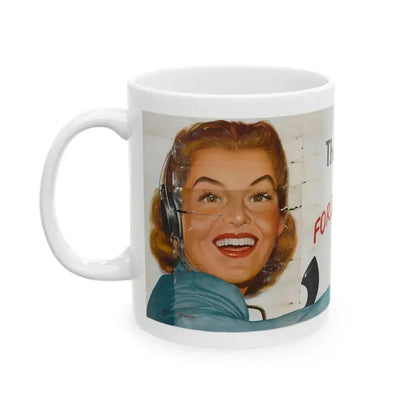 Ford Telephone Advertising Poster (Late 1940s) - White Coffee Mug - Go Mug Yourself