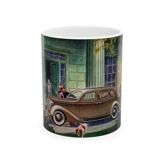 Ford V-8 for 1936 advertisement, The American Magazine, May 1936 - White Coffee Mug 11oz - Go Mug Yourself