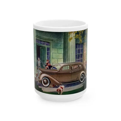 Ford V-8 for 1936 advertisement, The American Magazine, May 1936 - White Coffee Mug 15oz - Go Mug Yourself