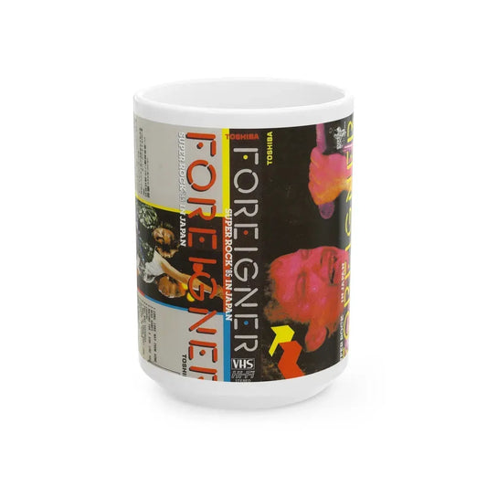 FOREIGNER SUPER ROCK 85 IN JAPAN (VHS COVER) - White Coffee Mug 15oz - Go Mug Yourself
