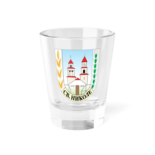 Former coat of arms of Sveti Nikole Municipality (North Macedonia) (Coat of Arms) Shot Glass 1.5oz 1.5oz - Go Mug Yourself