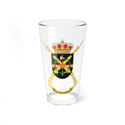 Former Coat of Arms of the 2nd Spanish Legion Brigade King Alfonso XIII Cross of Burgundy (Spain) (Coat of Arms) Pint Glass 16oz 16oz - Go Mug Yourself