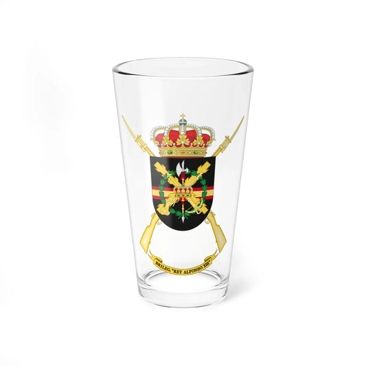 Former Coat of Arms of the 2nd Spanish Legion Brigade King Alfonso XIII Cross of Burgundy (Spain) (Coat of Arms) Pint Glass 16oz 16oz - Go Mug Yourself