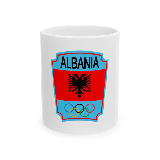 Former flag of the Albanian National Olympic Committee (Albania) White Coffee Mug 11oz - Go Mug Yourself