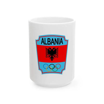 Former flag of the Albanian National Olympic Committee (Albania) White Coffee Mug 15oz - Go Mug Yourself