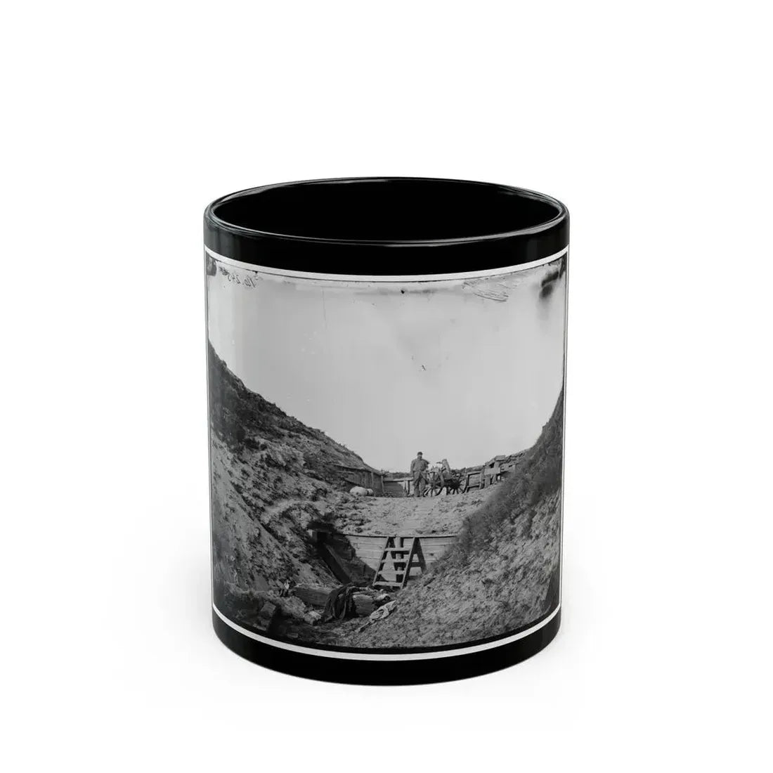 Fort Fisher, N.C. Interior View, Showing Traverse With Dismounted Gun (U.S. Civil War) Black Coffee Mug 11oz - Go Mug Yourself