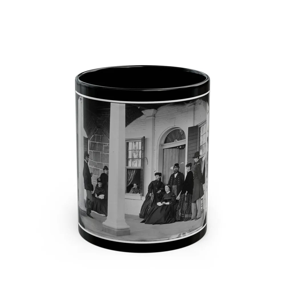 Fort Monroe, Va. Officers And Ladies On Porch Of A Garrison House (U.S. Civil War) Black Coffee Mug-11oz-Go Mug Yourself