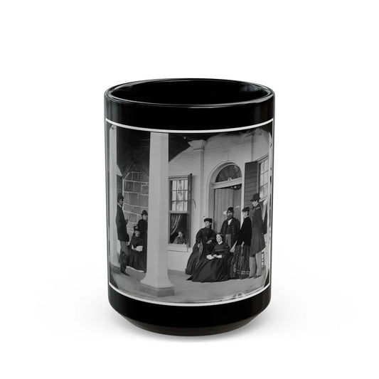 Fort Monroe, Va. Officers And Ladies On Porch Of A Garrison House (U.S. Civil War) Black Coffee Mug-15oz-Go Mug Yourself