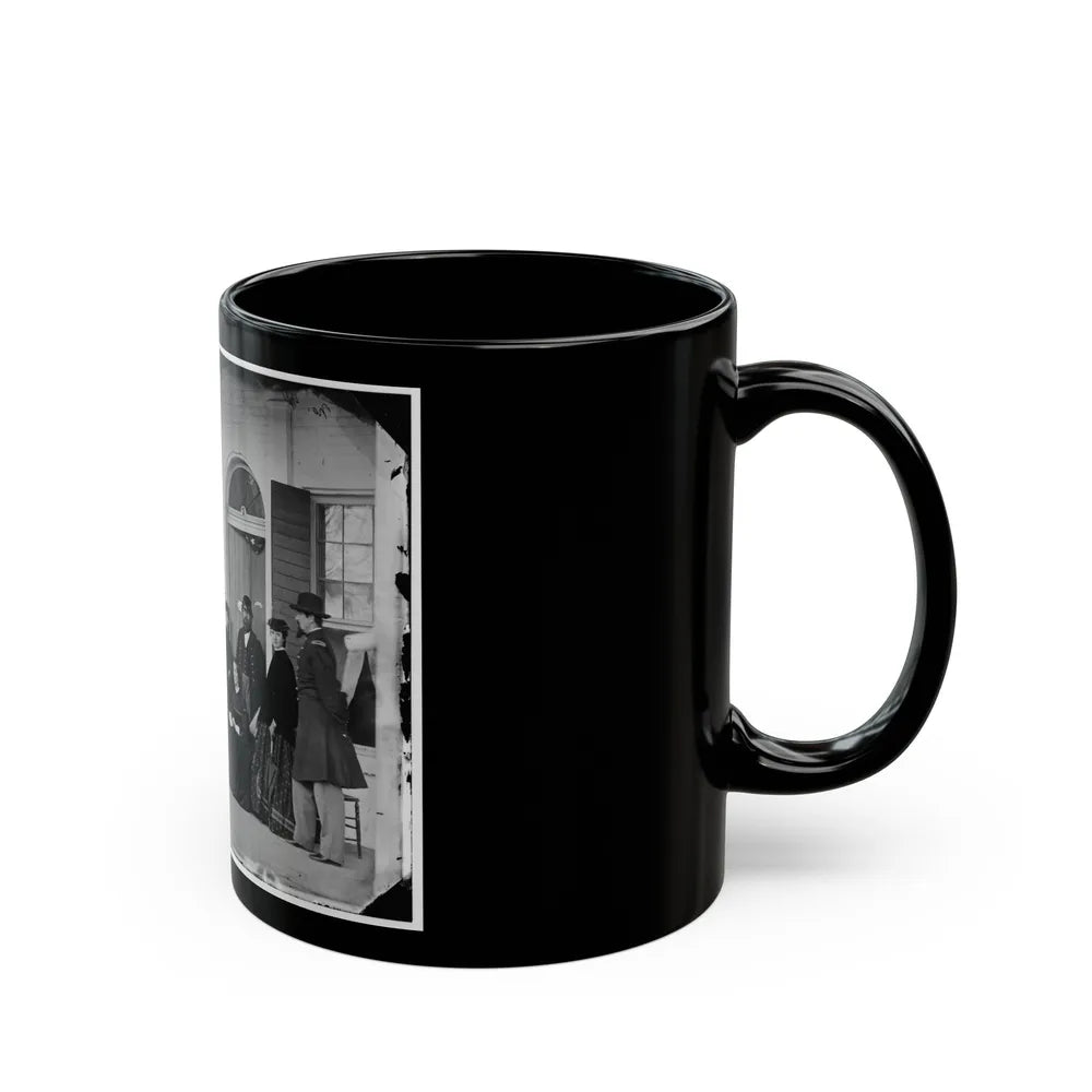 Fort Monroe, Va. Officers And Ladies On Porch Of A Garrison House (U.S. Civil War) Black Coffee Mug-Go Mug Yourself