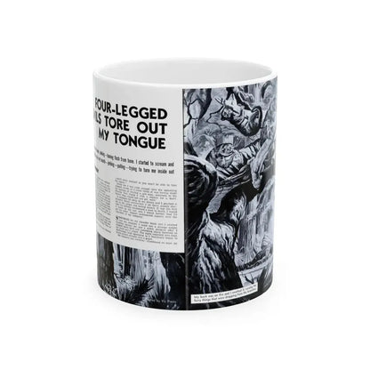 Four-Legged Devils Tore Out My Tongue, True Men Stories, October 1957 - White Coffee Mug 11oz - Go Mug Yourself