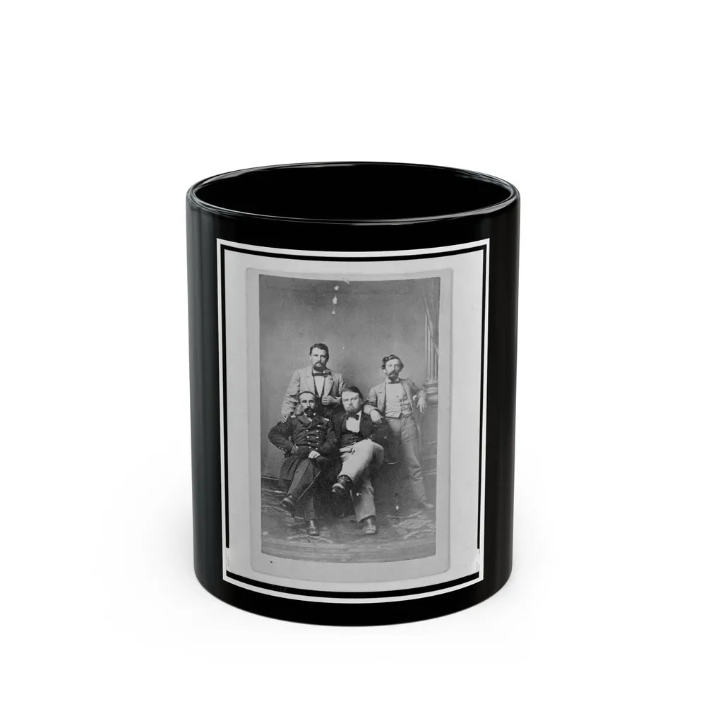 Four Unidentified Men Including At Least One Union Officer, Full-Length Portrait, Seated And Standing, Facing Front (U.S. Civil War) Black Coffee Mug-11oz-Go Mug Yourself