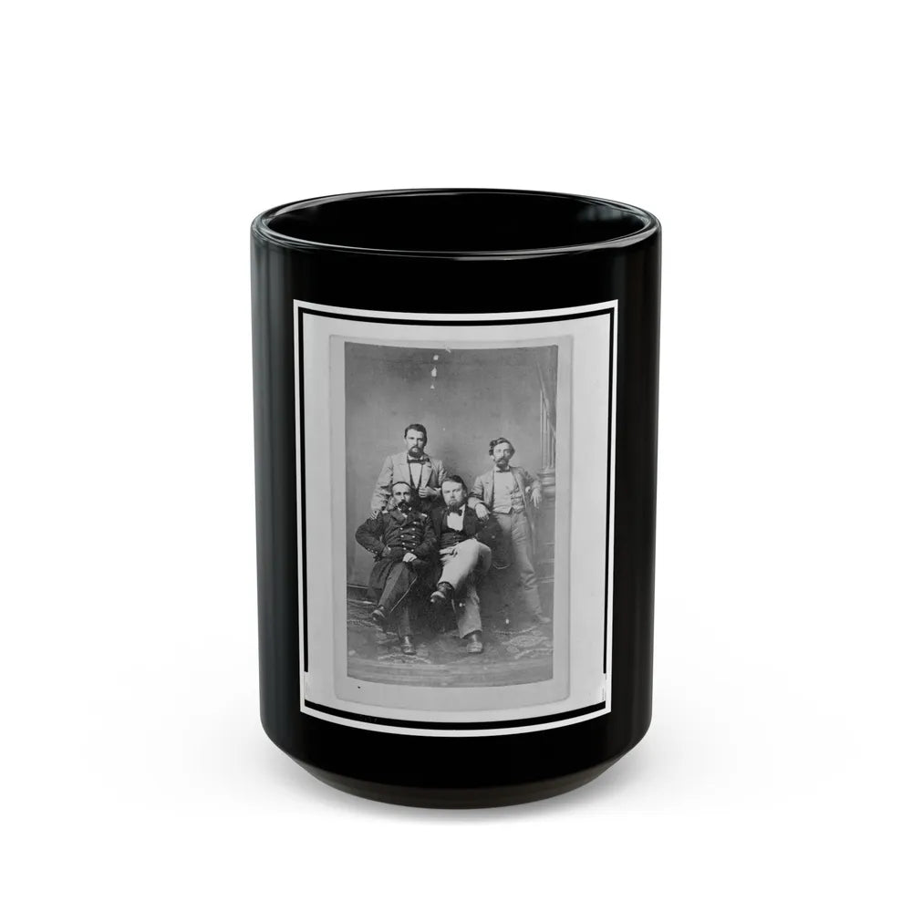 Four Unidentified Men Including At Least One Union Officer, Full-Length Portrait, Seated And Standing, Facing Front (U.S. Civil War) Black Coffee Mug-15oz-Go Mug Yourself