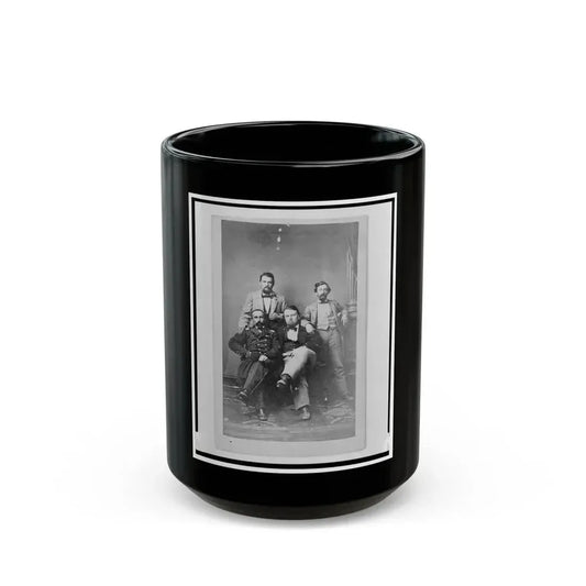 Four Unidentified Men Including At Least One Union Officer, Full-Length Portrait, Seated And Standing, Facing Front (U.S. Civil War) Black Coffee Mug 15oz - Go Mug Yourself