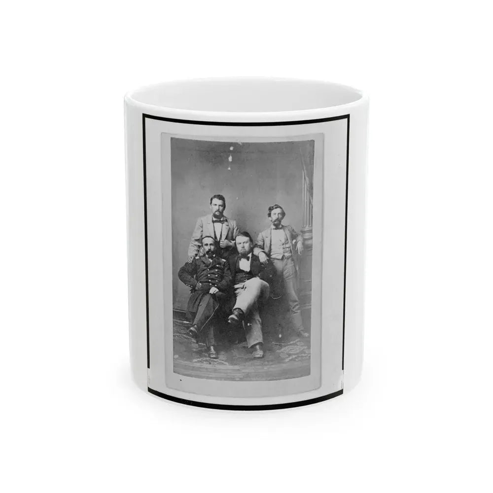 Four Unidentified Men Including At Least One Union Officer, Full-Length Portrait, Seated And Standing, Facing Front (U.S. Civil War) White Coffee Mug 11oz - Go Mug Yourself