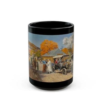 Fox Fals Town Scene - Black Coffee Mug 15oz - Go Mug Yourself