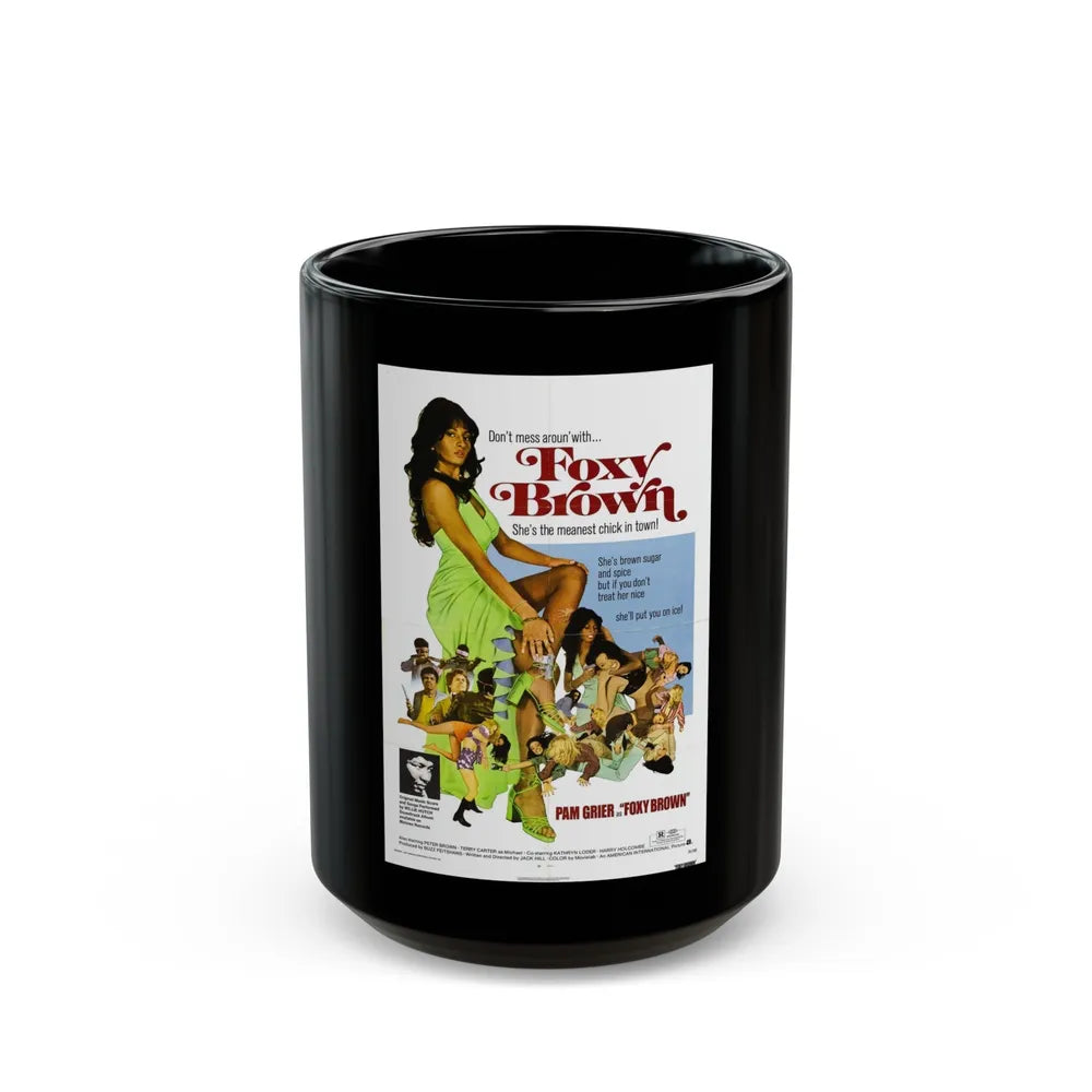 FOXY BROWN 1974 Movie Poster - Black Coffee Mug-15oz-Go Mug Yourself