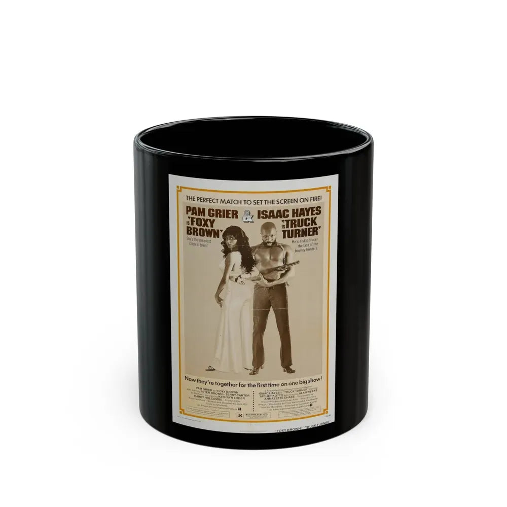 FOXY BROWN + TRUCK TURNER 1974 Movie Poster - Black Coffee Mug 11oz - Go Mug Yourself