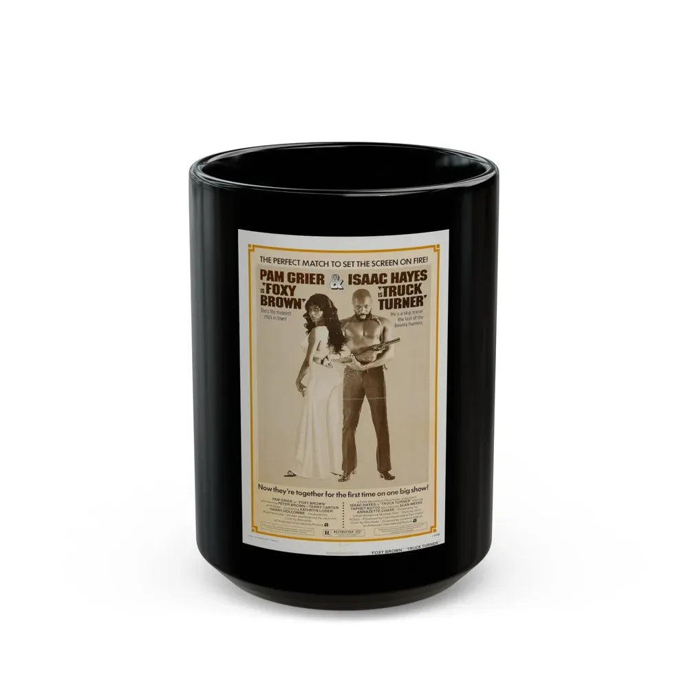 FOXY BROWN + TRUCK TURNER 1974 Movie Poster - Black Coffee Mug 15oz - Go Mug Yourself
