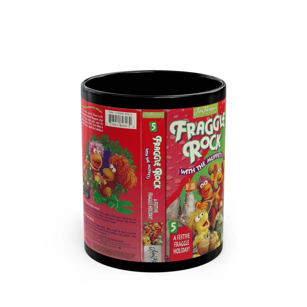 FRAGGLE ROCK A FESTIVE FRAGGLE HOLIDAY (VHS COVER) - Black Coffee Mug-11oz-Go Mug Yourself