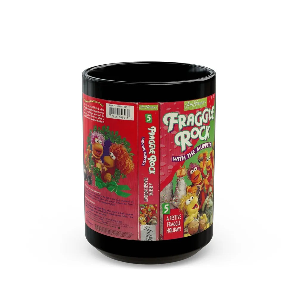 FRAGGLE ROCK A FESTIVE FRAGGLE HOLIDAY (VHS COVER) - Black Coffee Mug-15oz-Go Mug Yourself