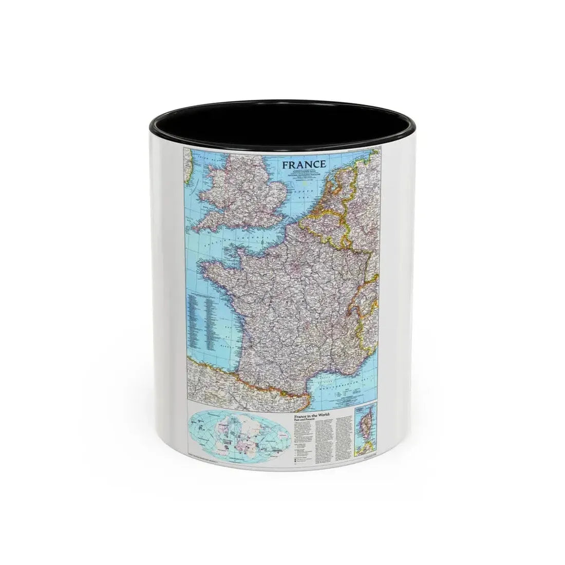 France (1989) (Map) Accent Coffee Mug 11oz Black - Go Mug Yourself