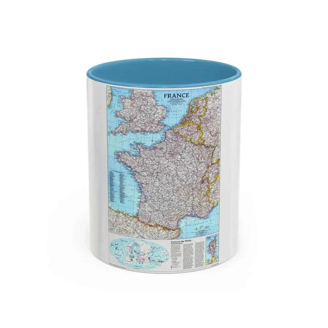France (1989) (Map) Accent Coffee Mug 11oz Light Blue - Go Mug Yourself