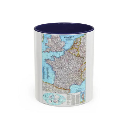 France (1989) (Map) Accent Coffee Mug 11oz Navy - Go Mug Yourself