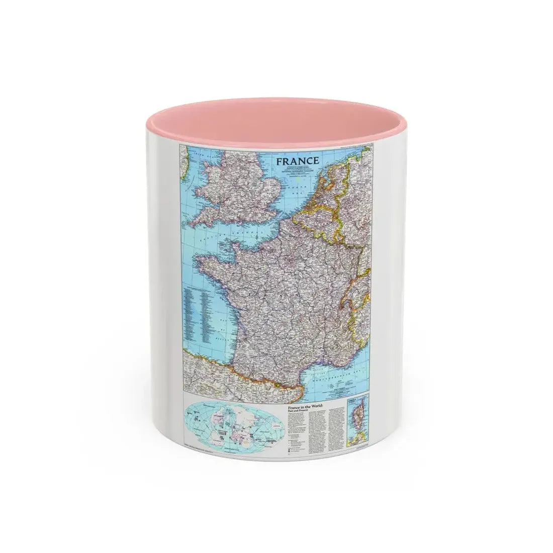 France (1989) (Map) Accent Coffee Mug 11oz Pink - Go Mug Yourself