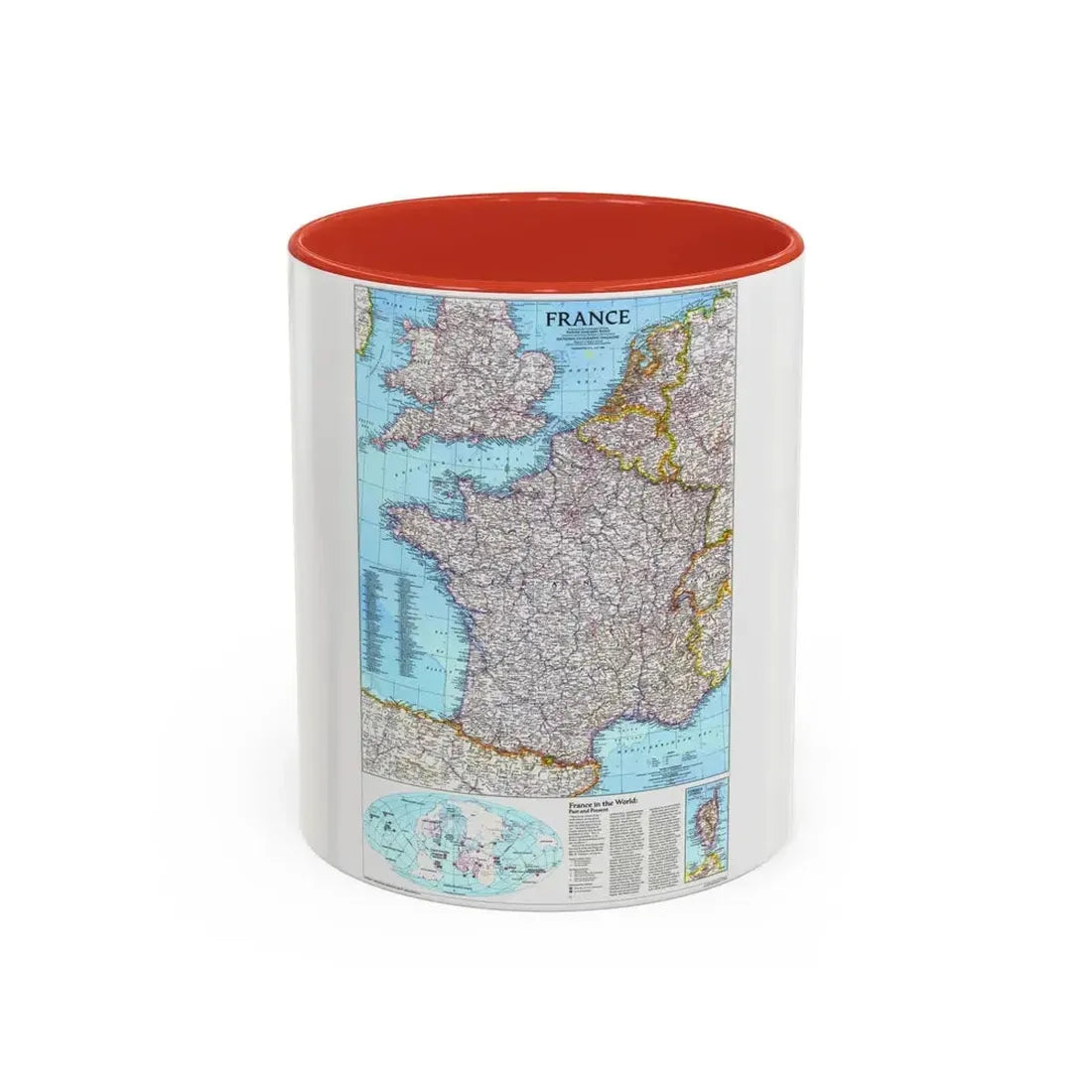 France (1989) (Map) Accent Coffee Mug 11oz Red - Go Mug Yourself