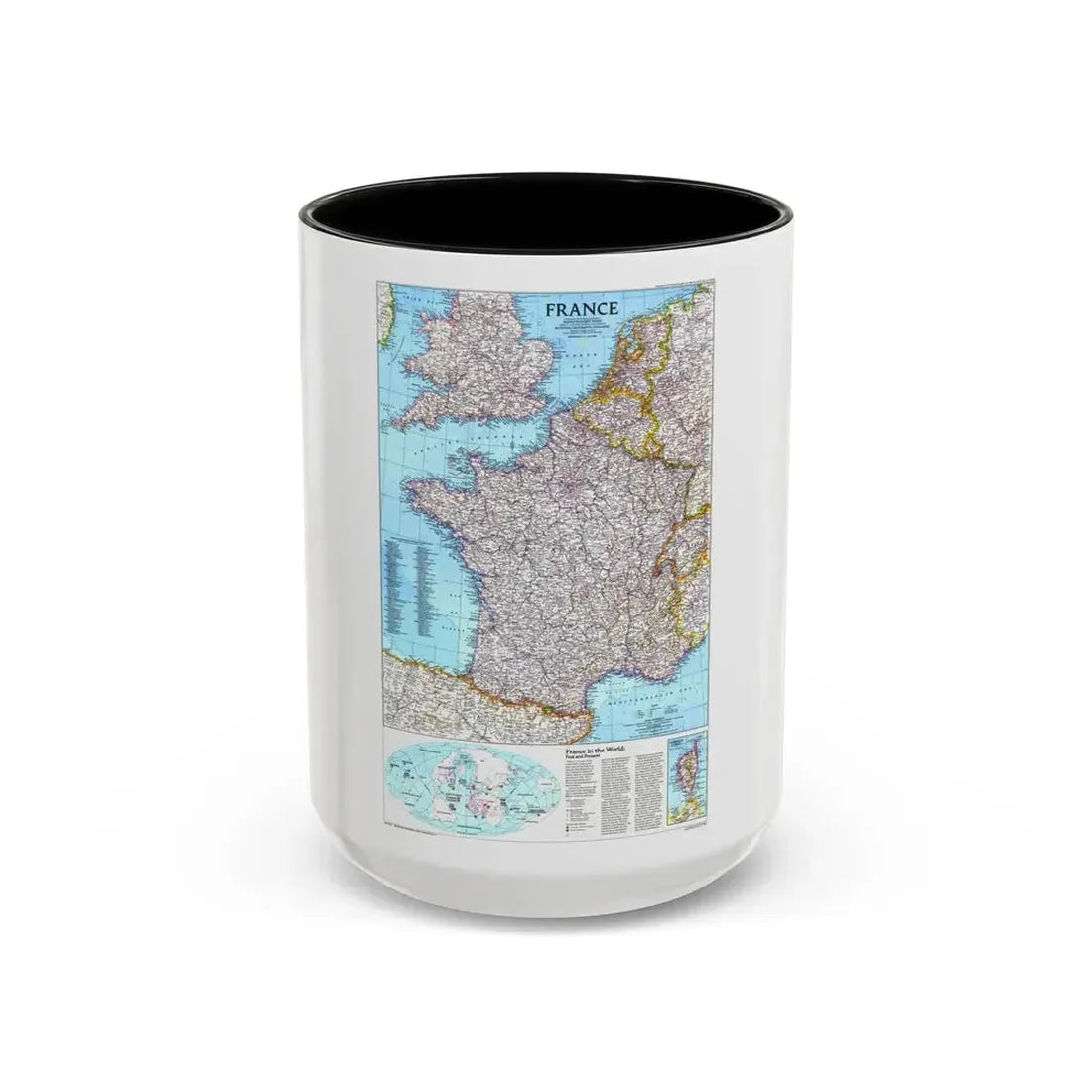 France (1989) (Map) Accent Coffee Mug 15oz Black - Go Mug Yourself