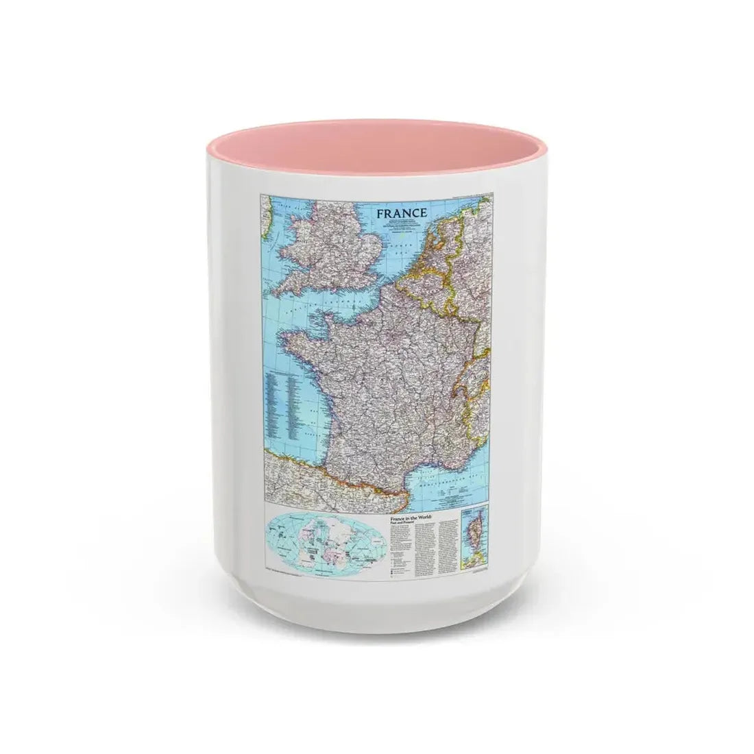 France (1989) (Map) Accent Coffee Mug 15oz Pink - Go Mug Yourself