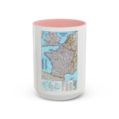 France (1989) (Map) Accent Coffee Mug 15oz Pink - Go Mug Yourself