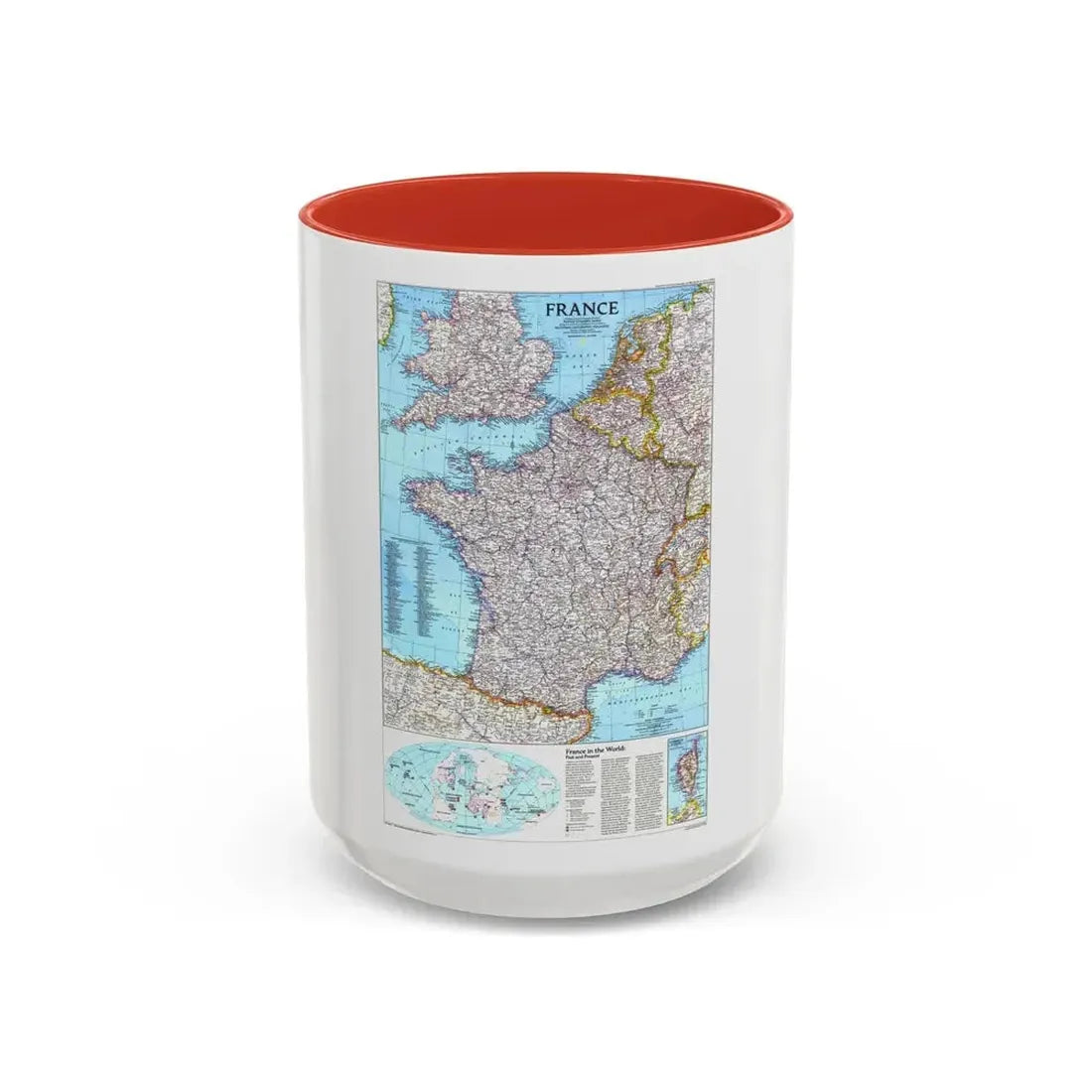 France (1989) (Map) Accent Coffee Mug 15oz Red - Go Mug Yourself
