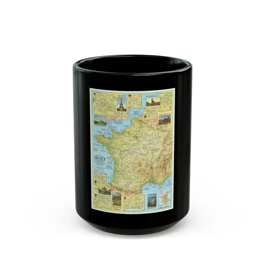 France - A Traveller's Map 1 (1971) (Map) Black Coffee Mug 15oz - Go Mug Yourself