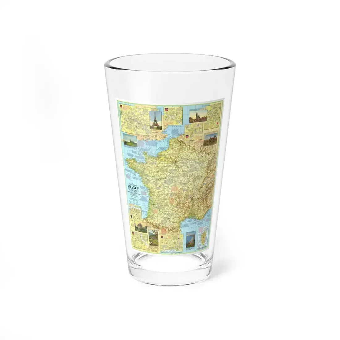 France - A Traveller's Map 1 (1971) (Map) Pint Glass 16oz 16oz - Go Mug Yourself
