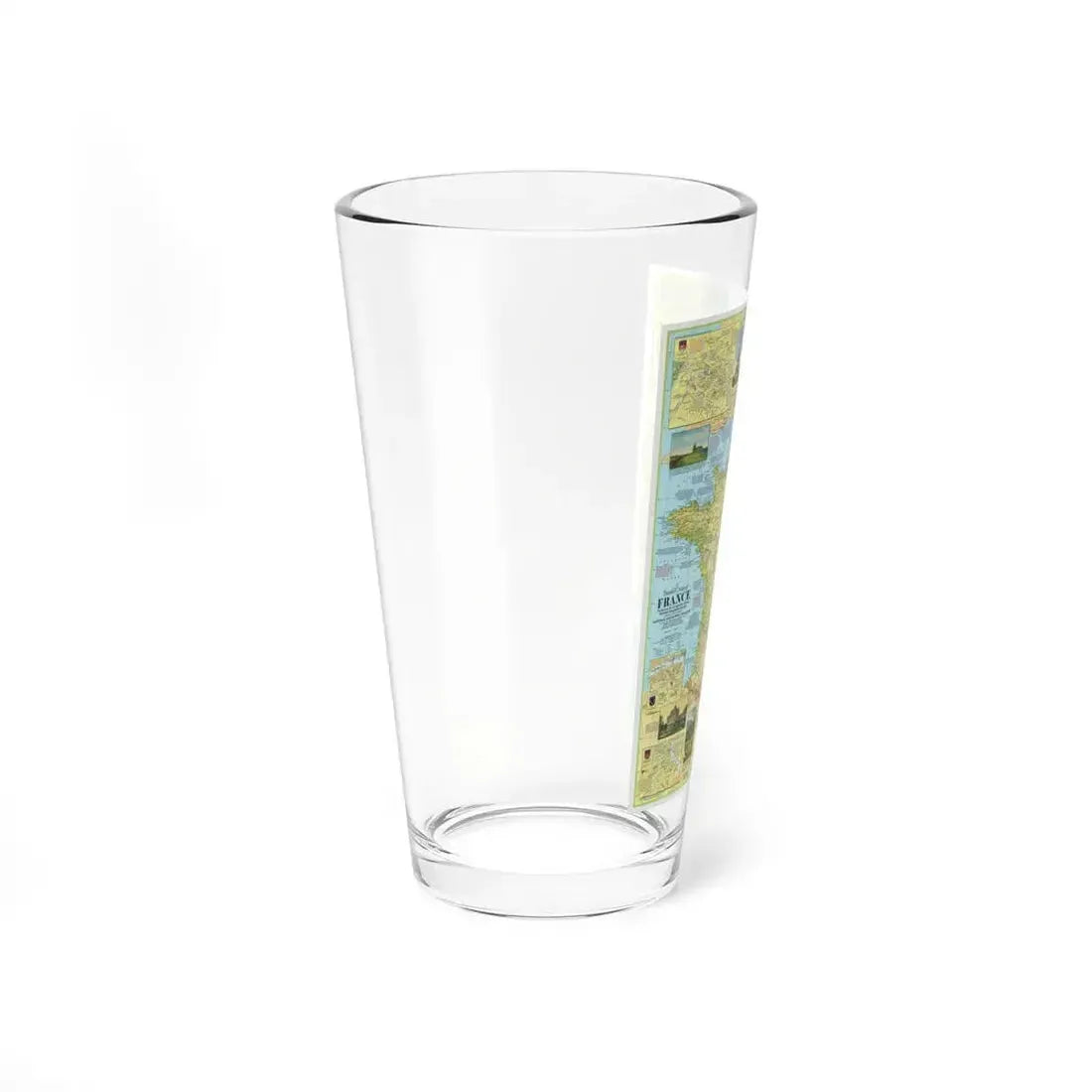 France - A Traveller's Map 1 (1971) (Map) Pint Glass 16oz - Go Mug Yourself