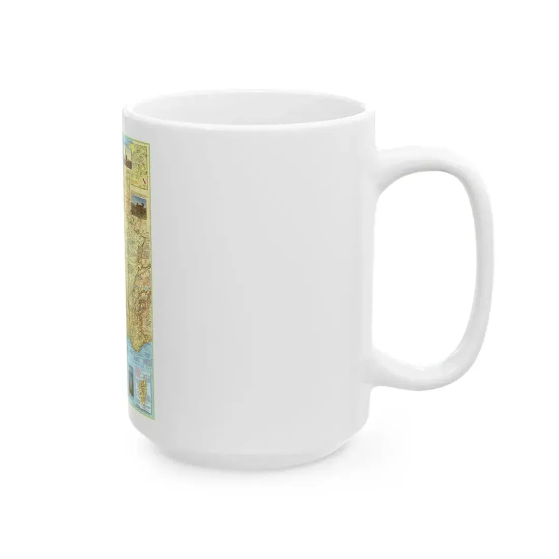 France - A Traveller's Map 1 (1971) (Map) White Coffee Mug - Go Mug Yourself