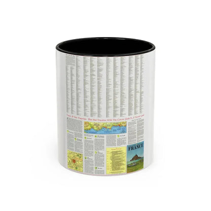 France - A Traveller's Map 2 (1971) (Map) Accent Coffee Mug 11oz Black - Go Mug Yourself